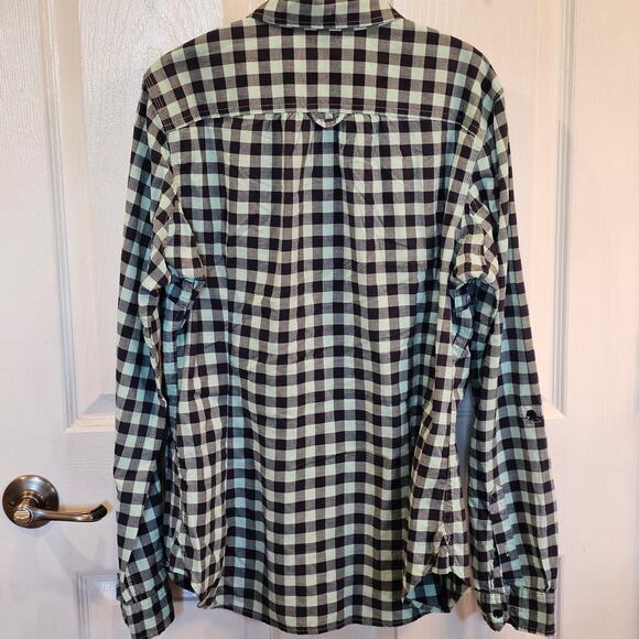 Duluth Trading Women's Gingham Check Long Sleeve Shirt Tabbed Sleeves M Cotton - Picture 2 of 8